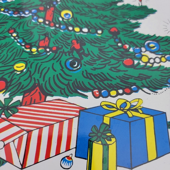 Vintage The Ullman Co Holiday Christmas Tree Round Metal Serving Tray 13 Inches - Picture 3 of 7